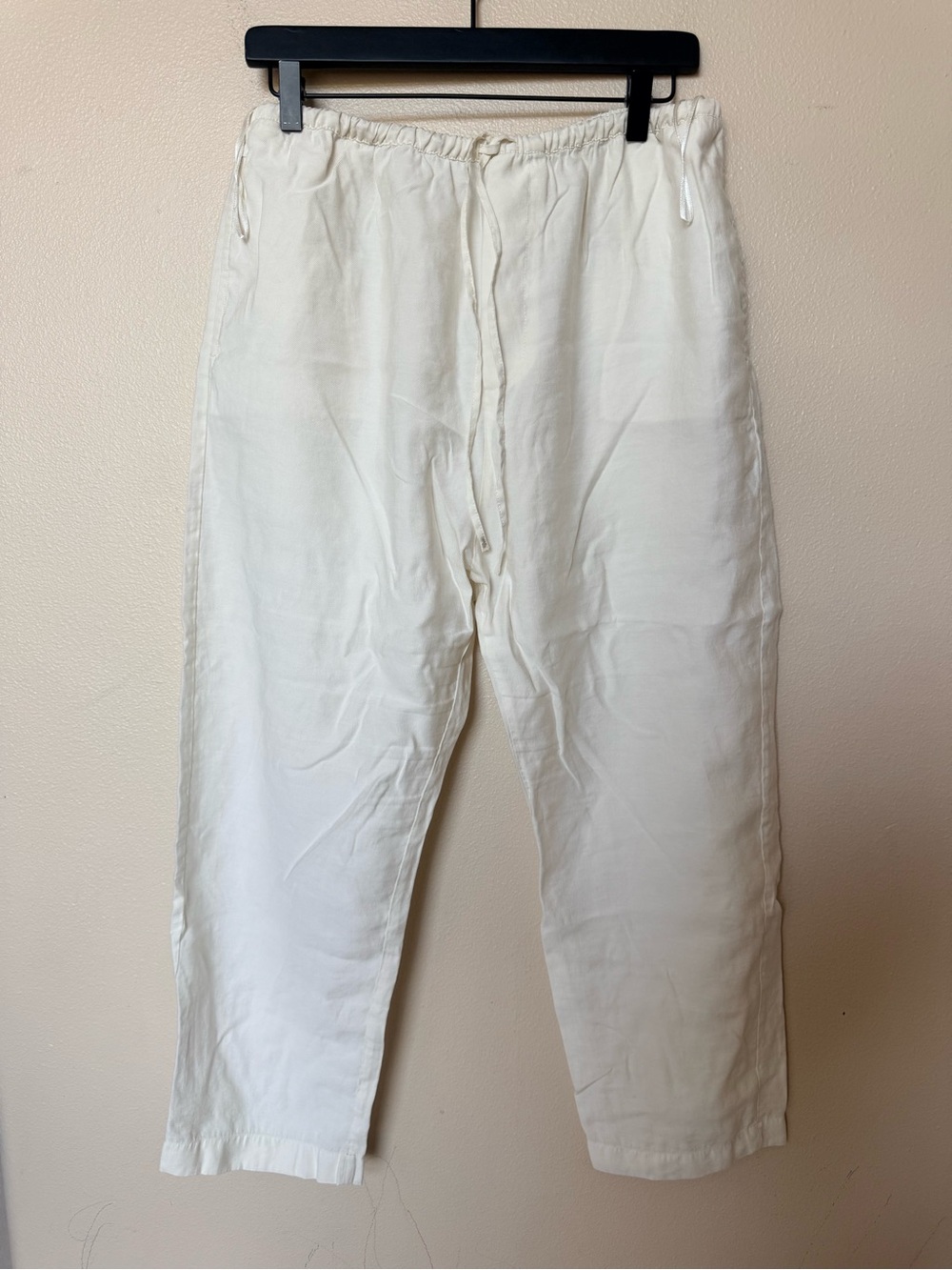 NWOT Zara Relaxed Drawstring Linen-Blend Pants in Off-White women’s size large